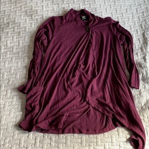 Bobeau drape front cardigan with button.